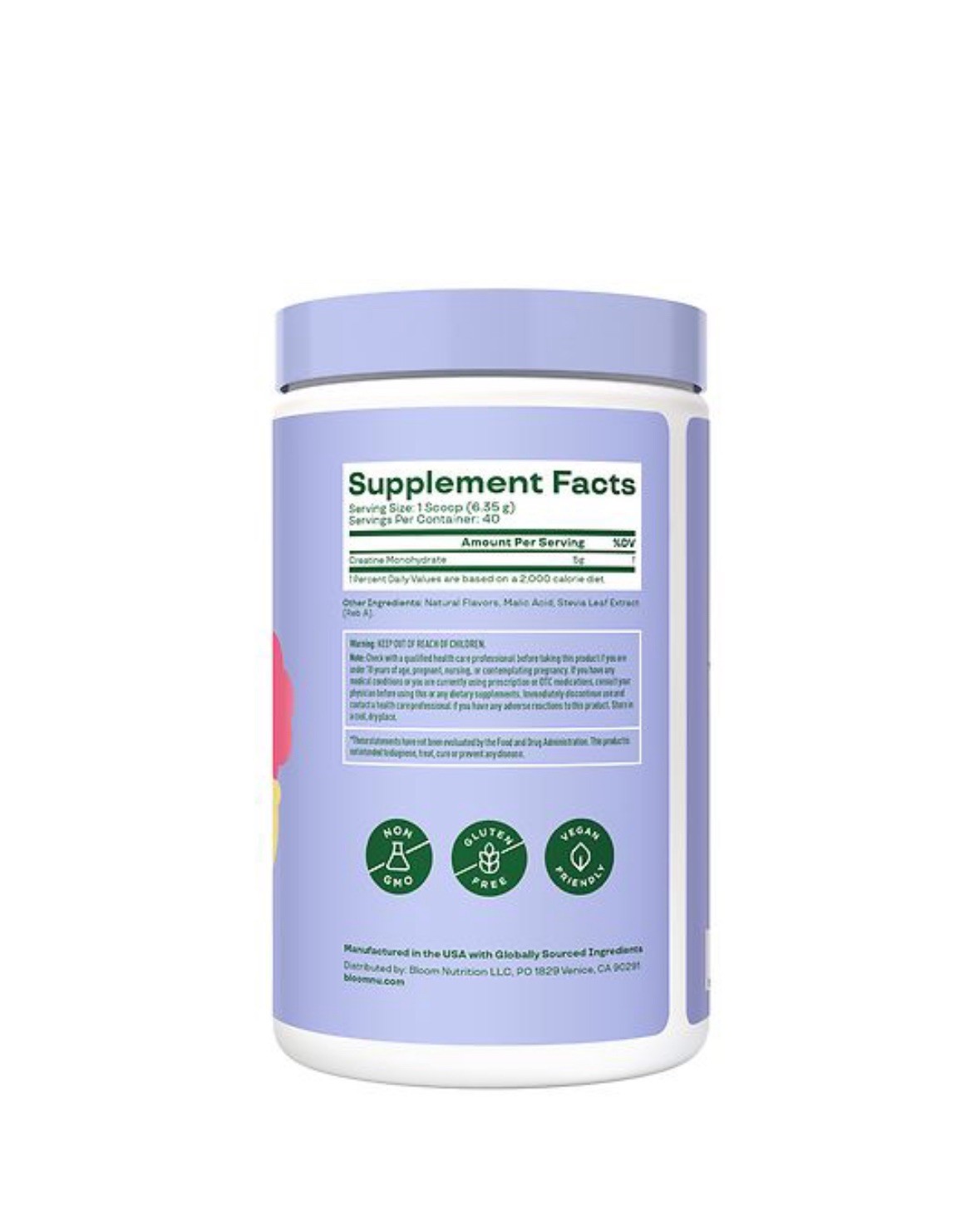Bloom Nutrition Creatine Monohydrate Powder 9 oz Raspberry Lemon 40 Servings NEW