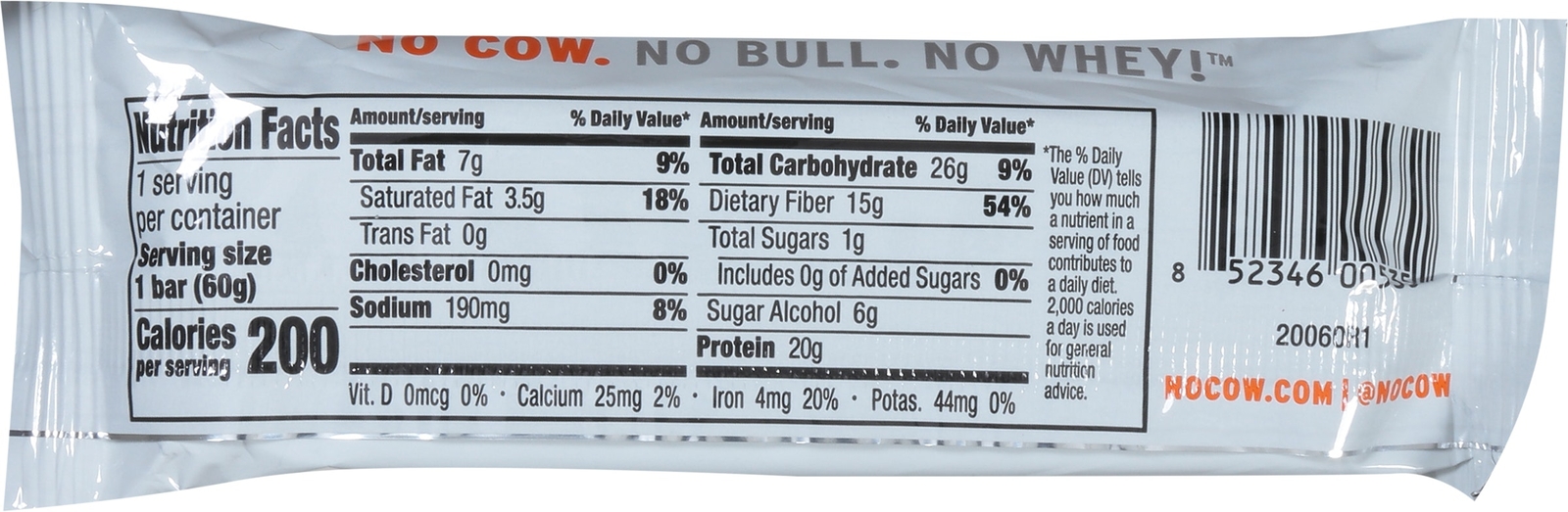 No Cow Bar – Bar Chocolate Peanut Butter Cup – 2.12 oz (Pack of 12)