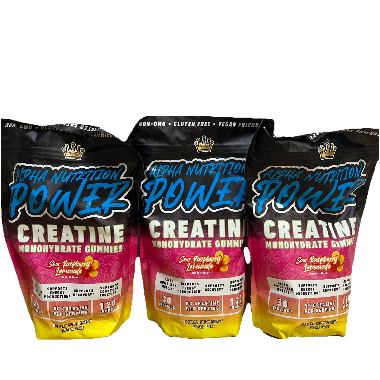 3 Alpha Nutrition Power Creatine Monohydrate Gummies 5g 30 Servings EXP 6/27