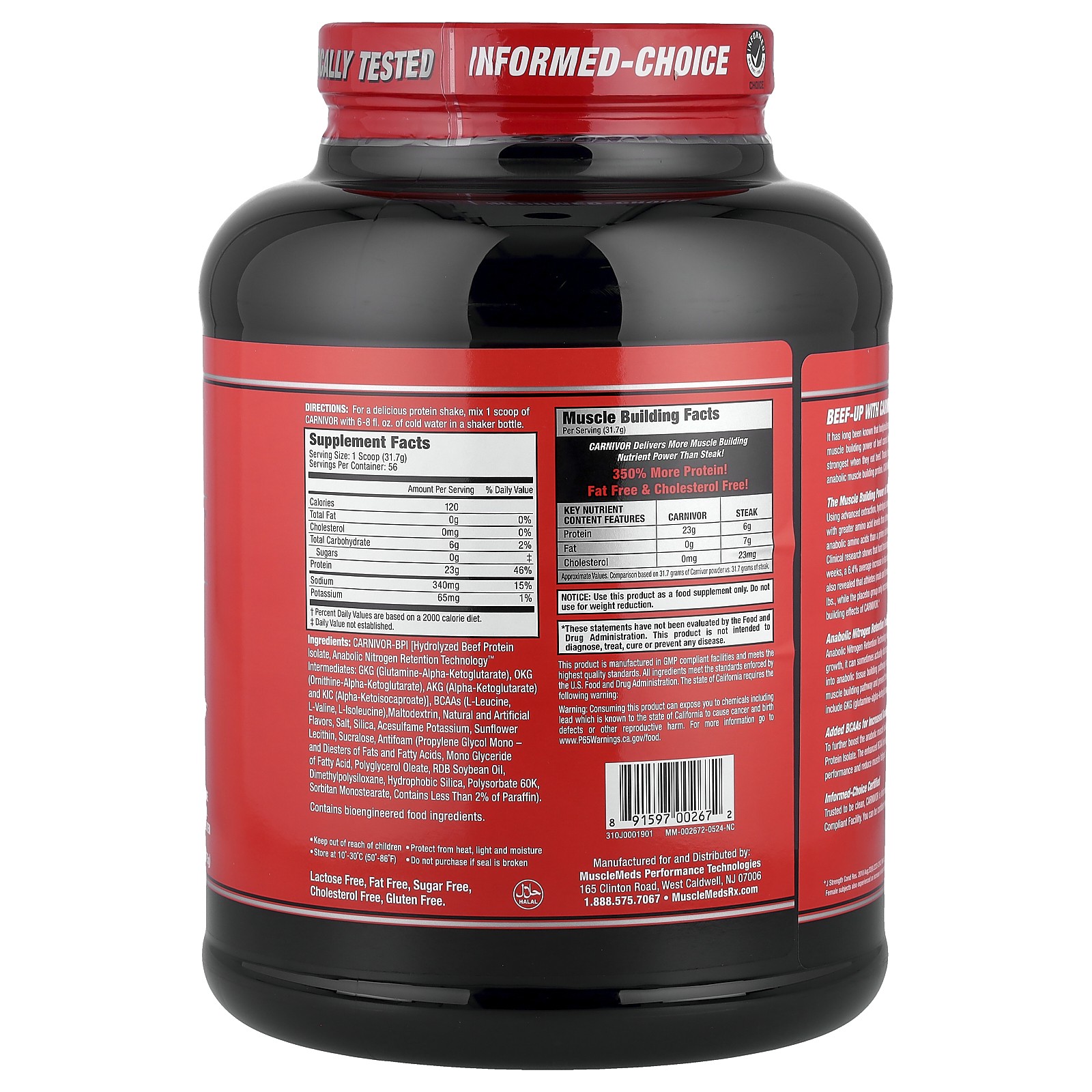 Carnivor, Bioengineered Beef Protein Isolate, Vanilla Caramel, 3.9 lbs (1775 g)
