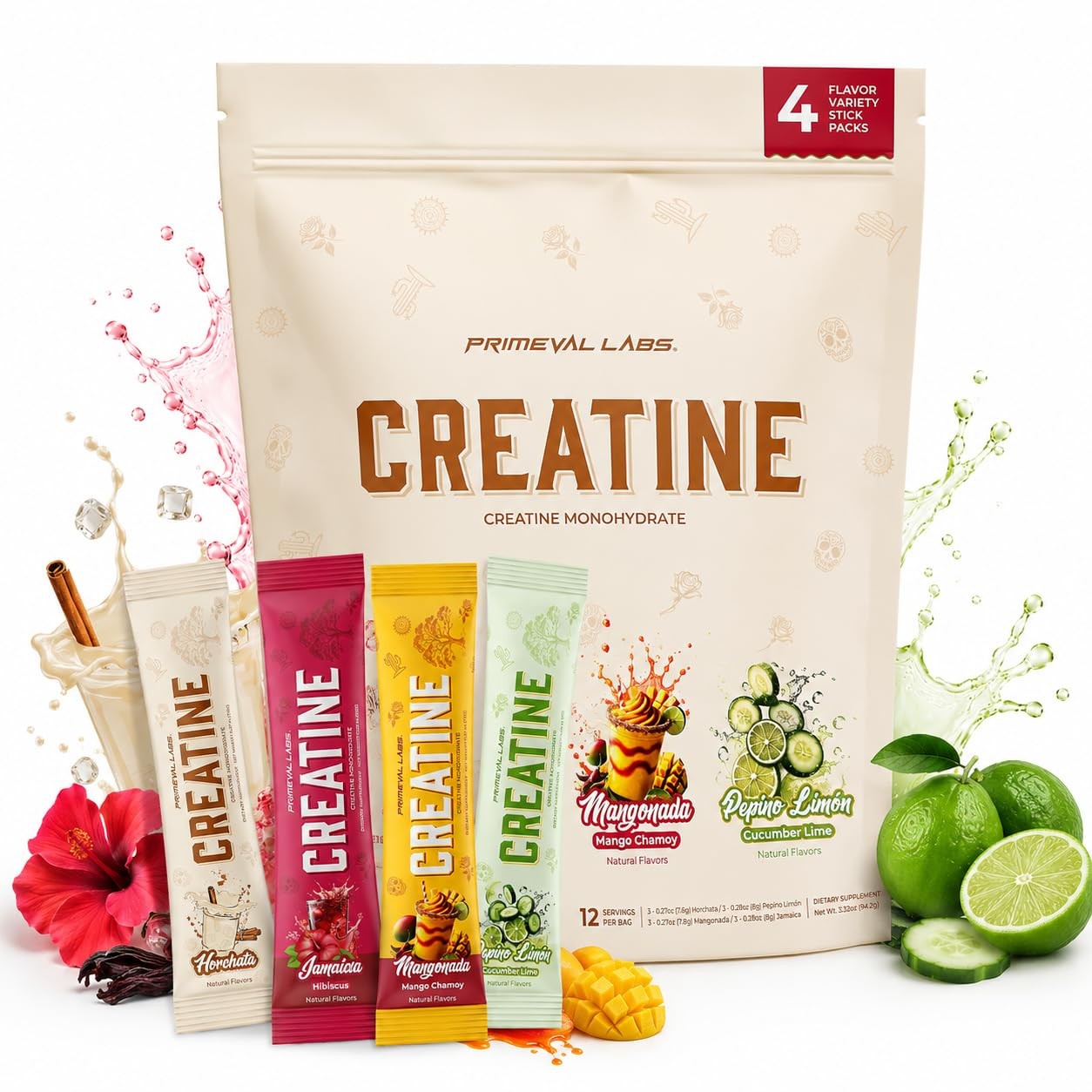 Primeval Labs Creatine 12 Servings (Pack of 12), Variety Pack (12 Ct)
