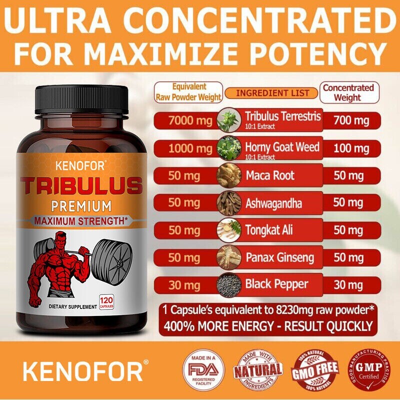 Tribulus Terrestris – Testicle Booster – Male Enhancement Hard Energy Capsules