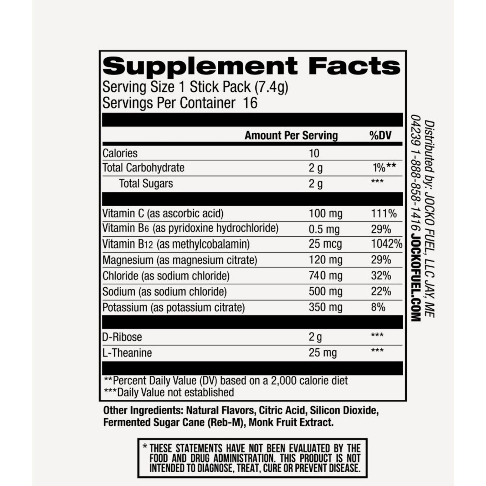 Jocko Hydrate Sticks Electrolyte Drink Mix Blue Raspberry-16 Pk