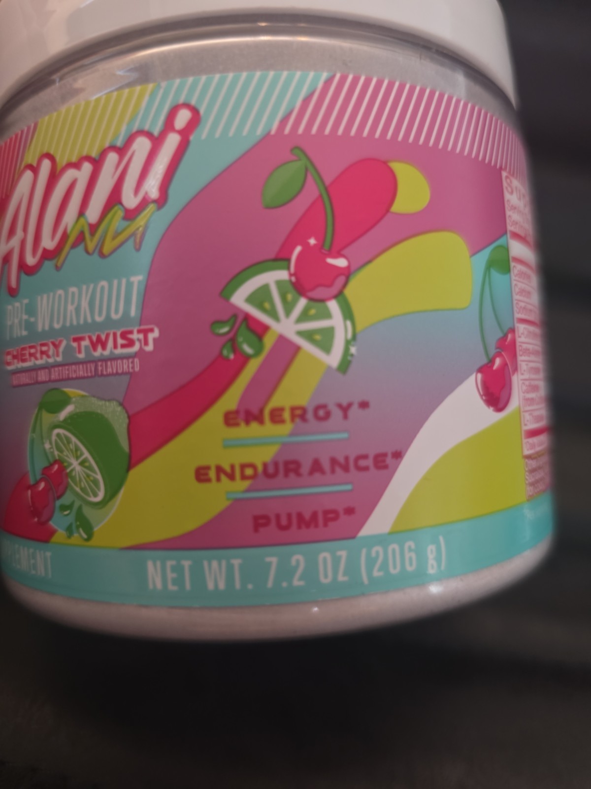 Alani Nu Pre Workout Cherry Twist Powder 20 Servings Energy Pump