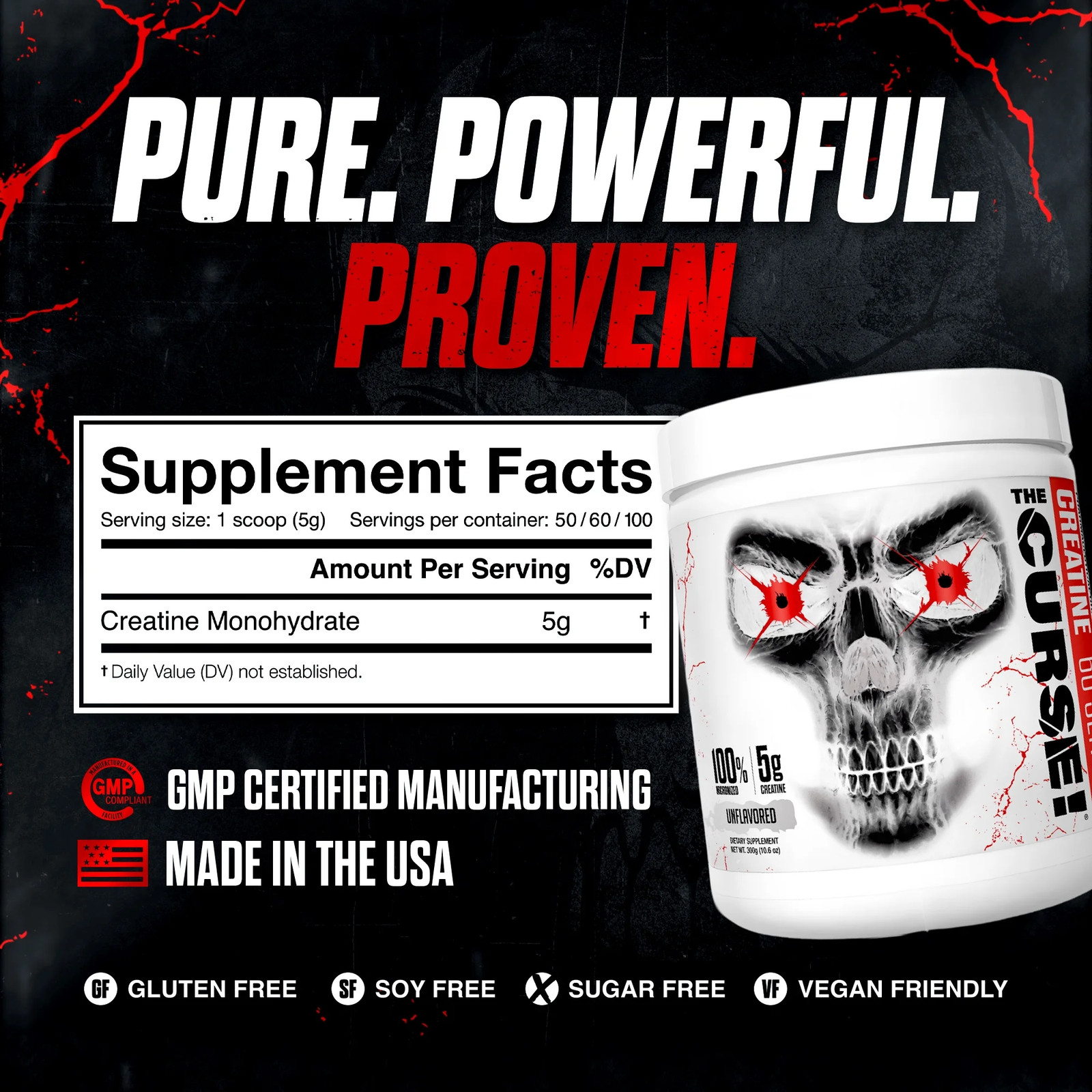 ® the Curse! Creatine Monohydrate Powder – Micronized Creatine for Strength, Pow