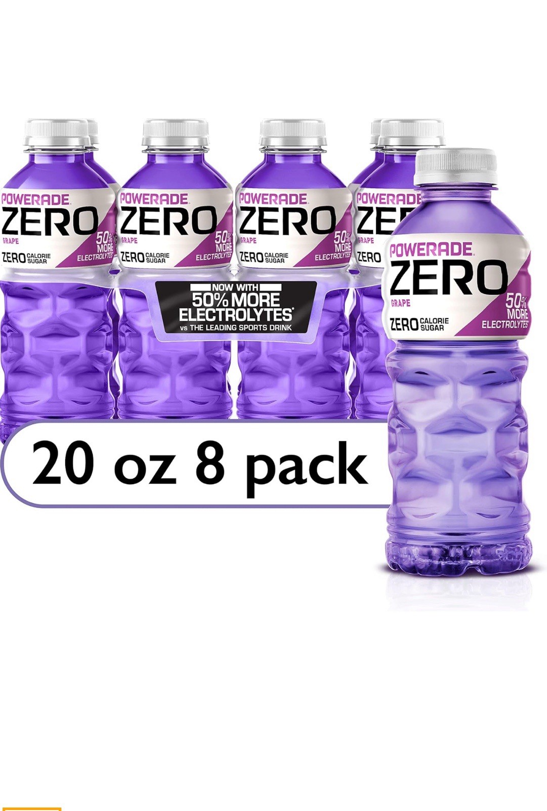 POWERADE ZERO Grape Bottled Electrolyte Sports Drink, 20 fl oz, 8 Count