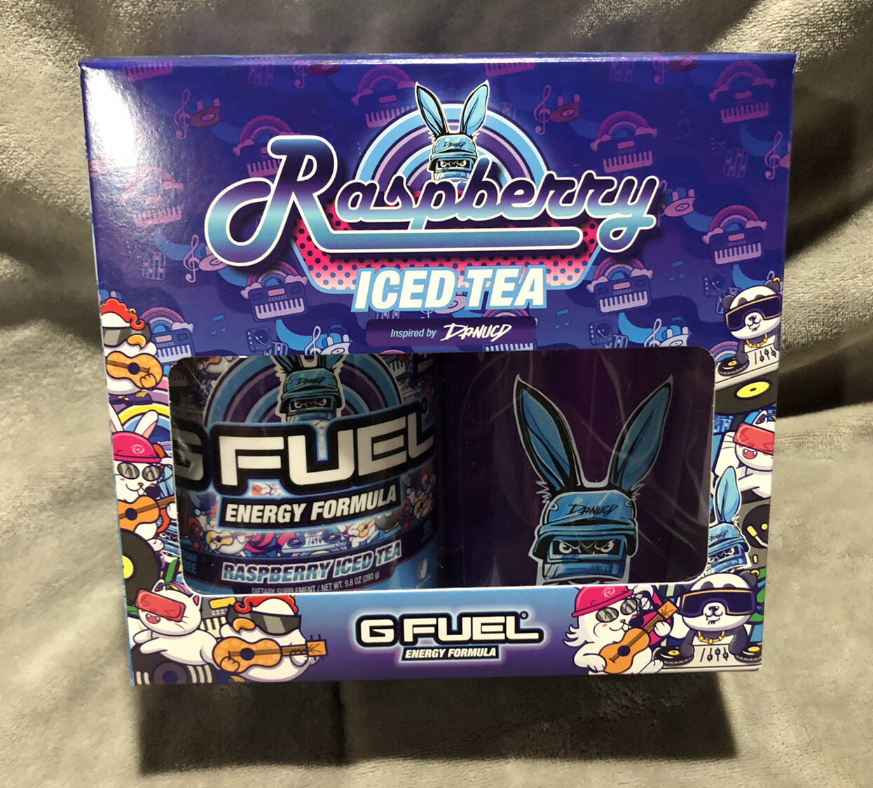 G Fuel Raspberry Iced Tea Collectors Box Sticker, Tub, Box, & Cup READ