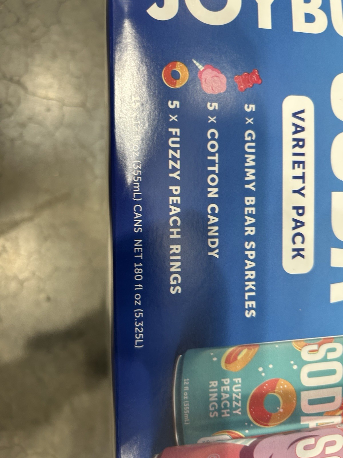Joyburst Protein Soda Variety Pack 15 Cans Sugar-Free Cotton Candy Peach Gummy …