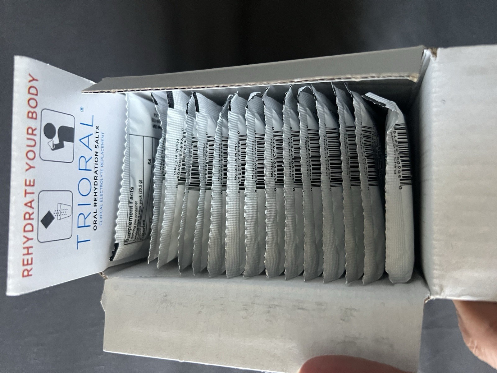 TRIORAL Oral Rehydration Salts WHO Formula 15 Packets Open Box Exp 12/2028