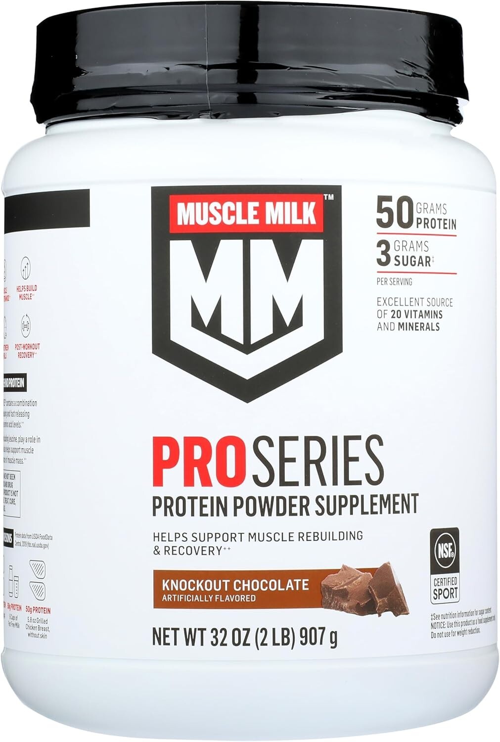 Knockout Chocolate Protein Powder – 2lb Muscle Milk Pro Series 50 for Energy