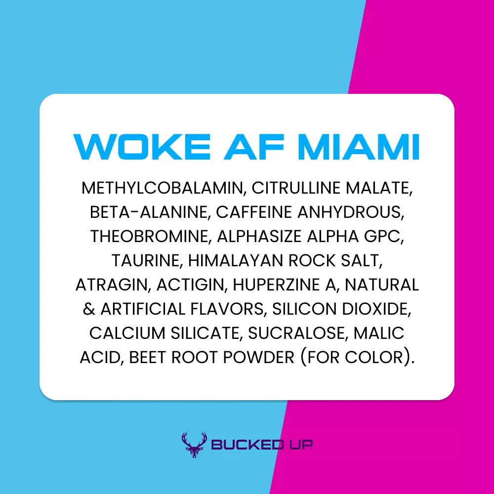 2 jars! Bucked Up Woke AF Miami Pre-Workout Powder Exp 09/2027 2 jars!