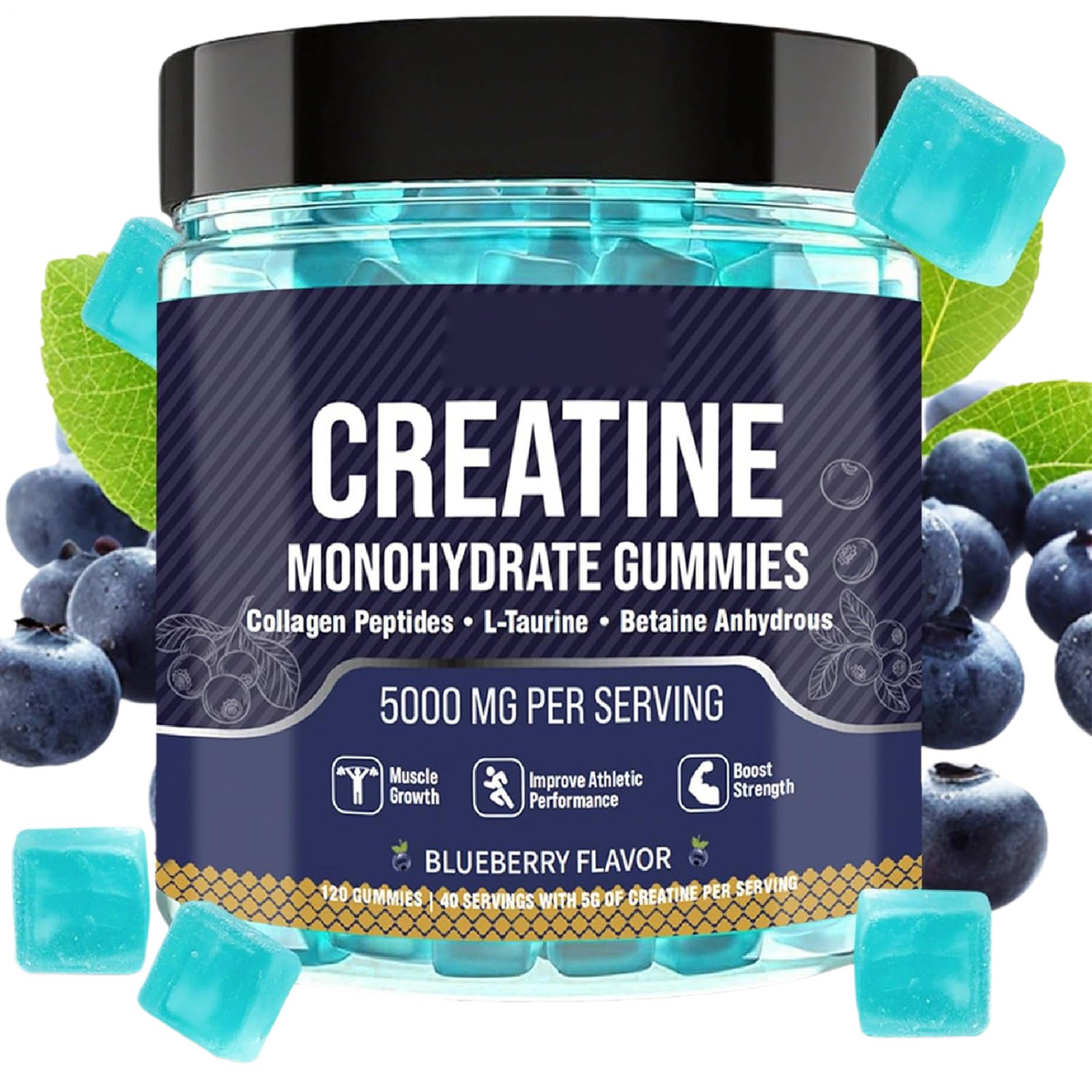 Premium Creatine Monohydrate – Gummies 120 Gummies – 5000mg – Muscle Strength An