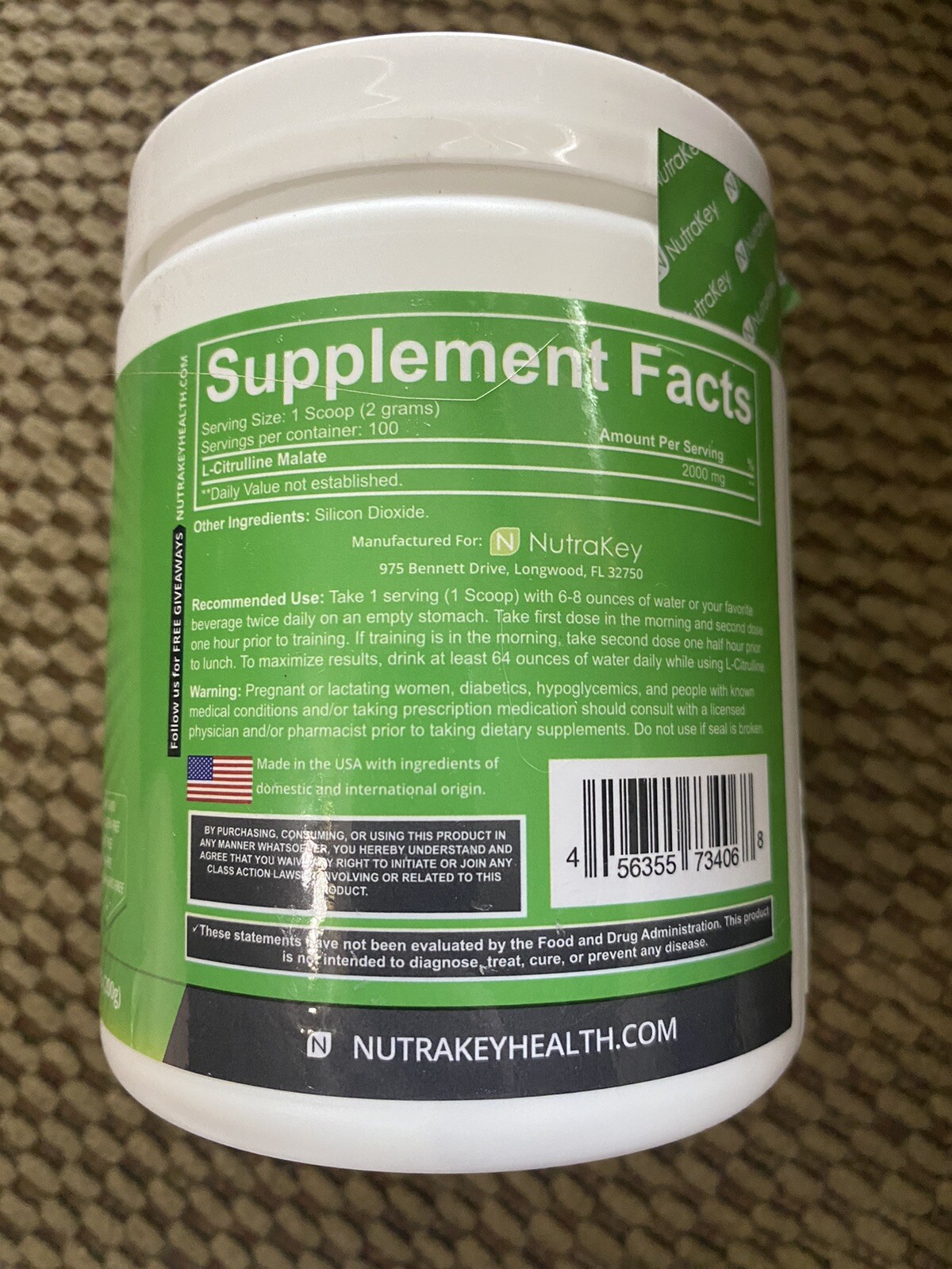 Nutrakey L-CITRULLINE Detoxification & NO Pump – 100 Servings MUSCLE GROWTH 9/25