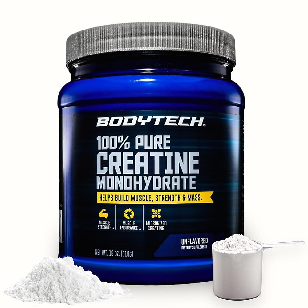 BodyTech Creatine Monohydrate Powder, Unflavored Micronized Creatine Formula for
