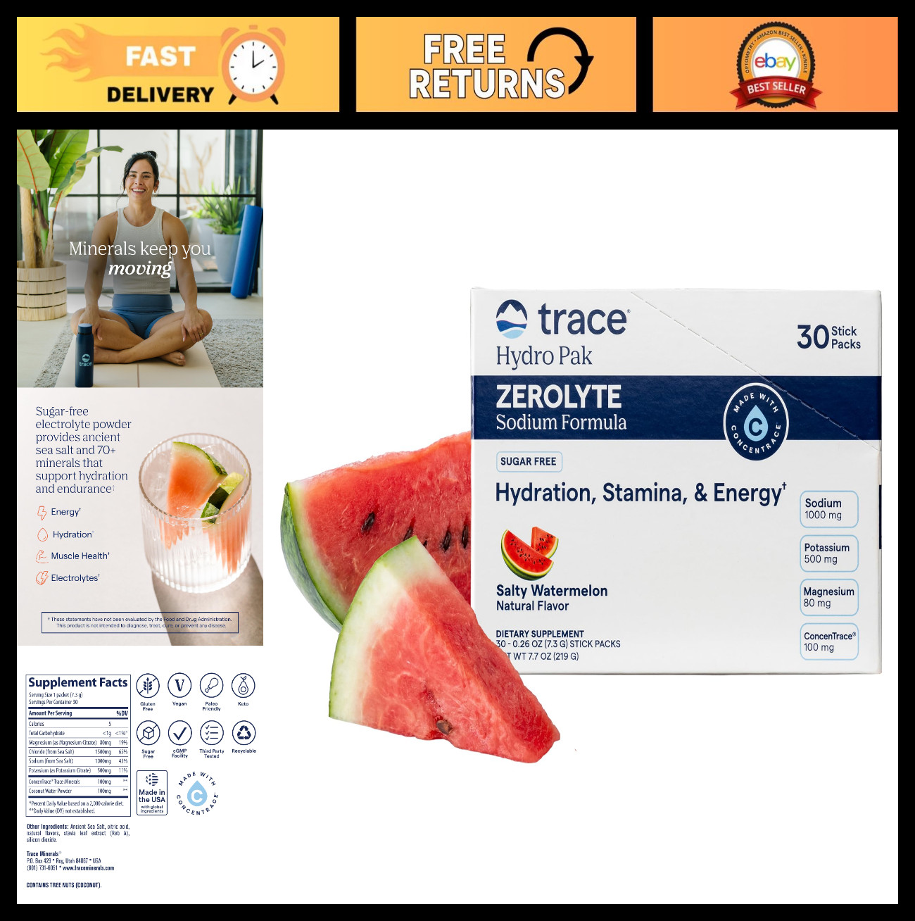 Electrolyte Powder Mix – Zero Sugar Hydration, Ancient Sea Salt & Coconut Water,