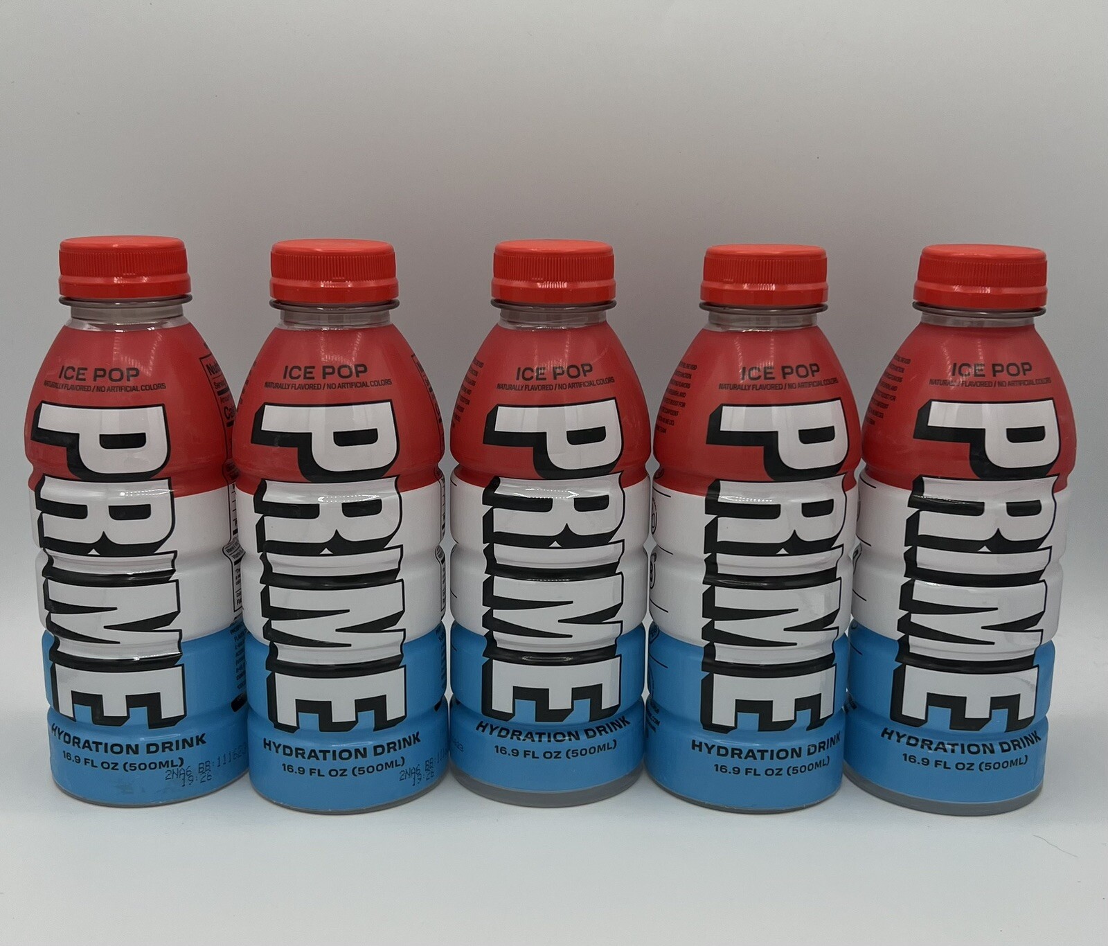 Prime Hydration Drink, 16.9 fl oz Bottle – Ice Pop | Lot of 5 Bottles