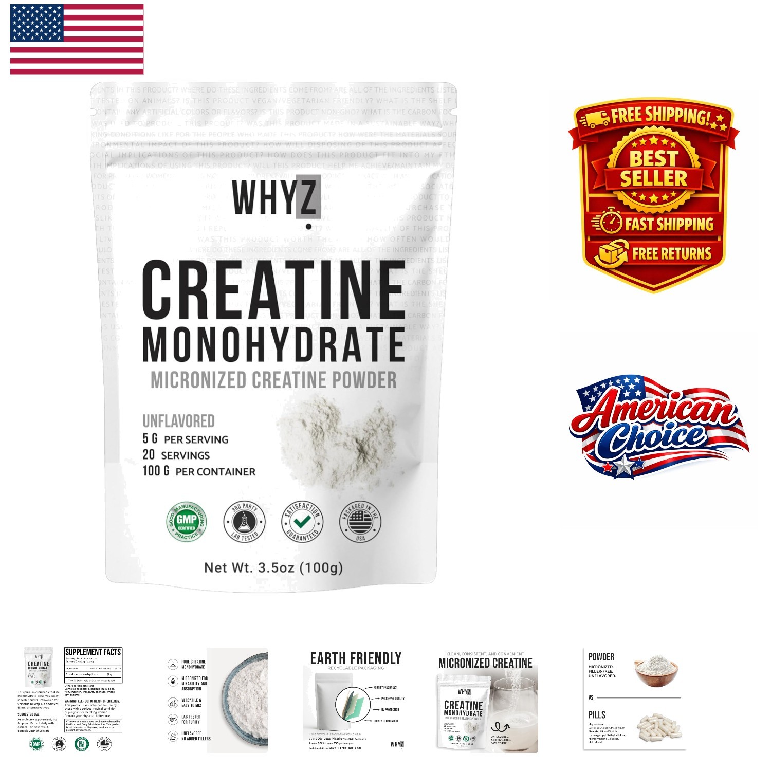 3.5 oz Micronized Creatine Monohydrate – Enhances Muscle Strength & Recovery