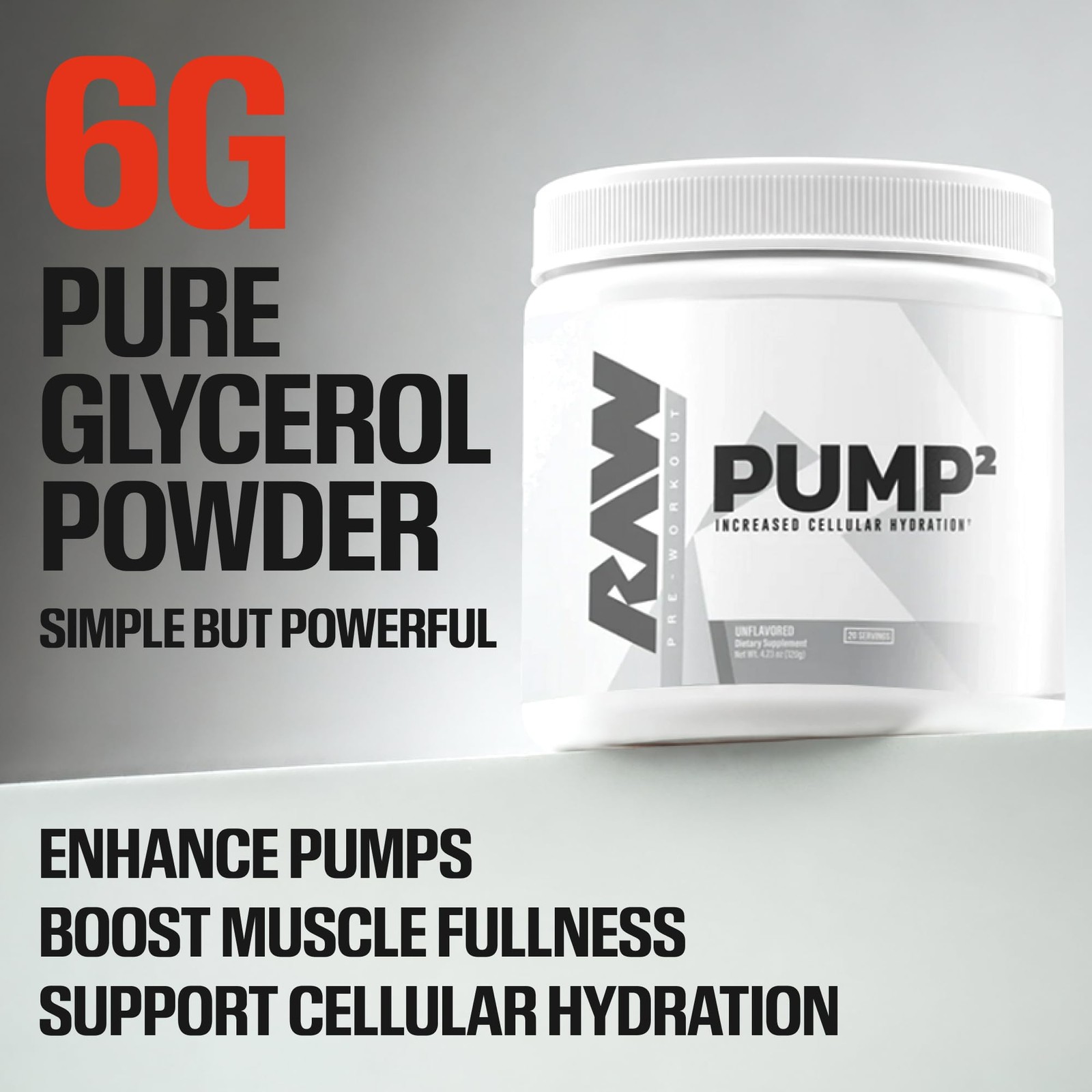 RAW Pump2 Pre Workout | Glycerol Pump 5.3 Ounce (Pack of 1), No Color