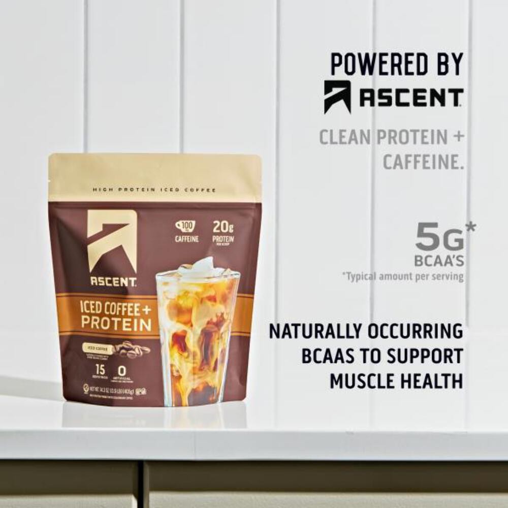 Ascent Iced Coffee Protein Powder – High Protein Coffee Powder, 20 g Protein & 1
