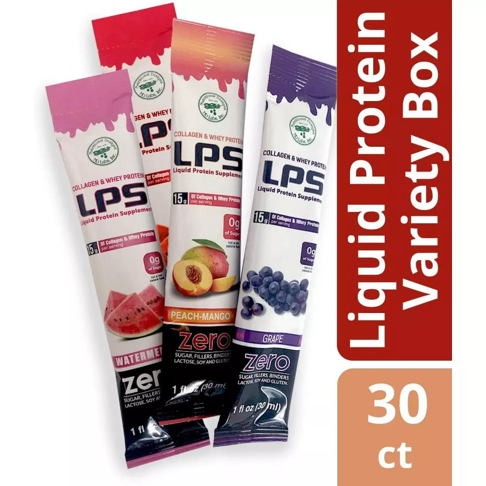 LPS Sugar-Free Liquid Collagen & Whey Protein Supplement Variety Packet 1oz 30Ct