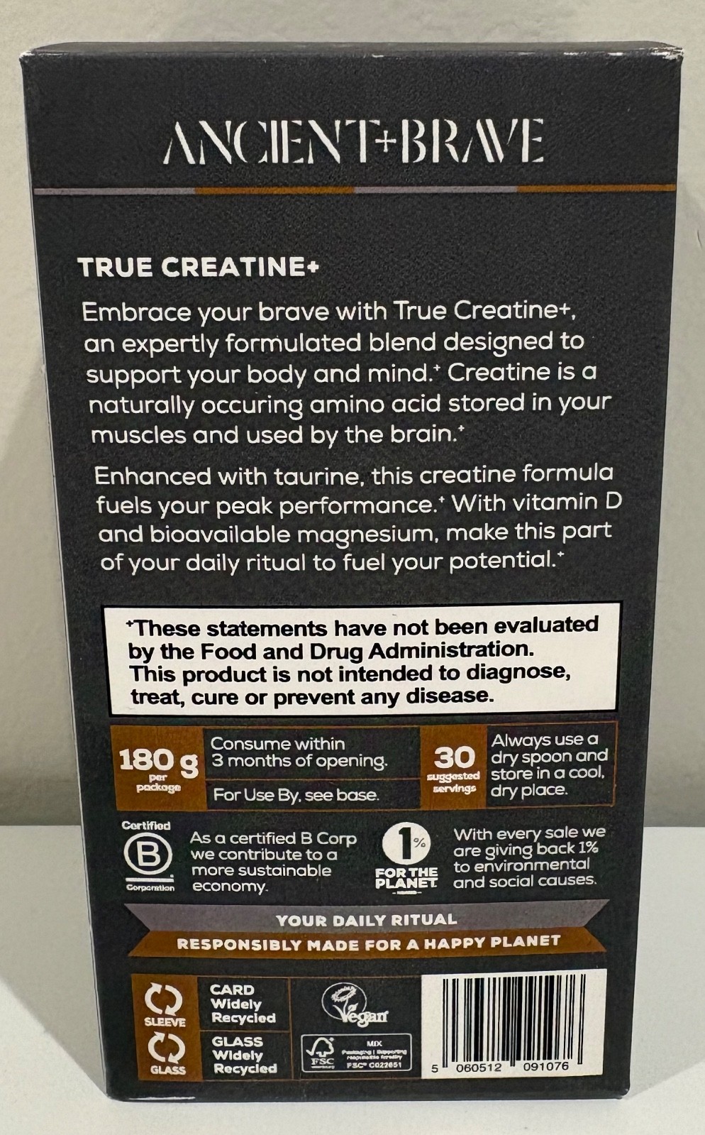 Ancient + Brave True Creatine+ | 180g | 30 Servings – New in Box