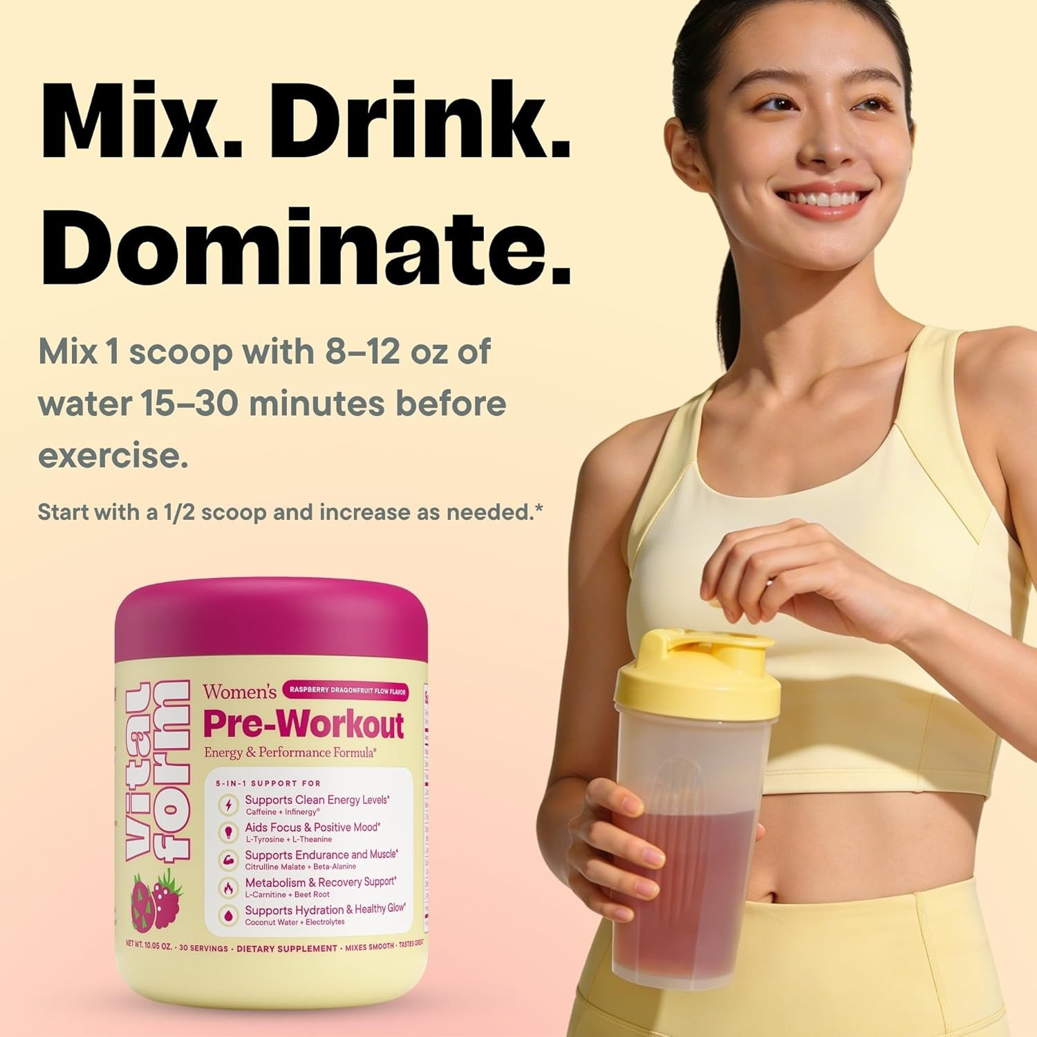 Women’S Pre Workout Powder – Clean Energy, Focus, & Endurance Supplement – 190Mg