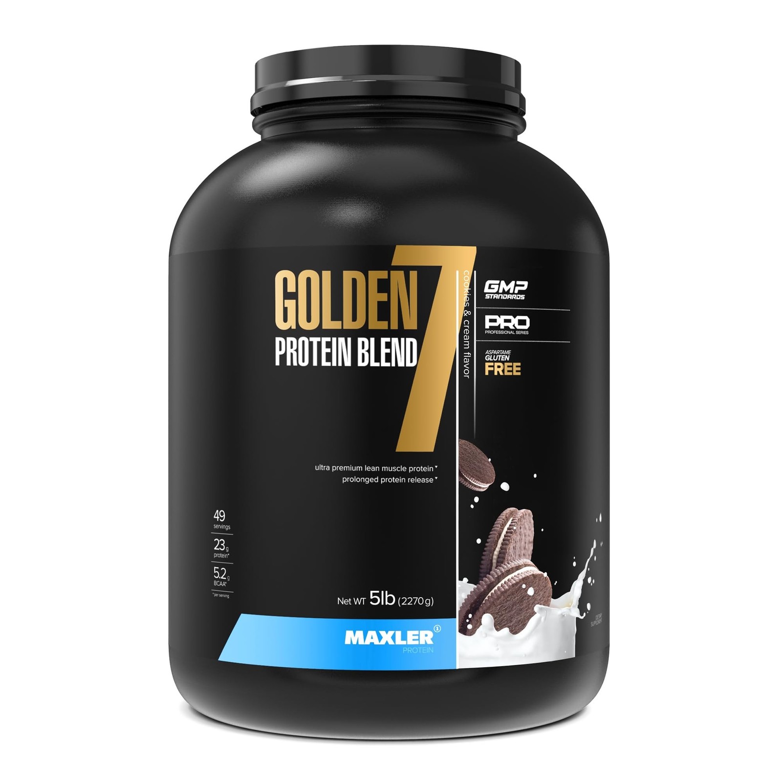 Maxler Golden 7 Protein Blend Cookies and Cream 5 lb