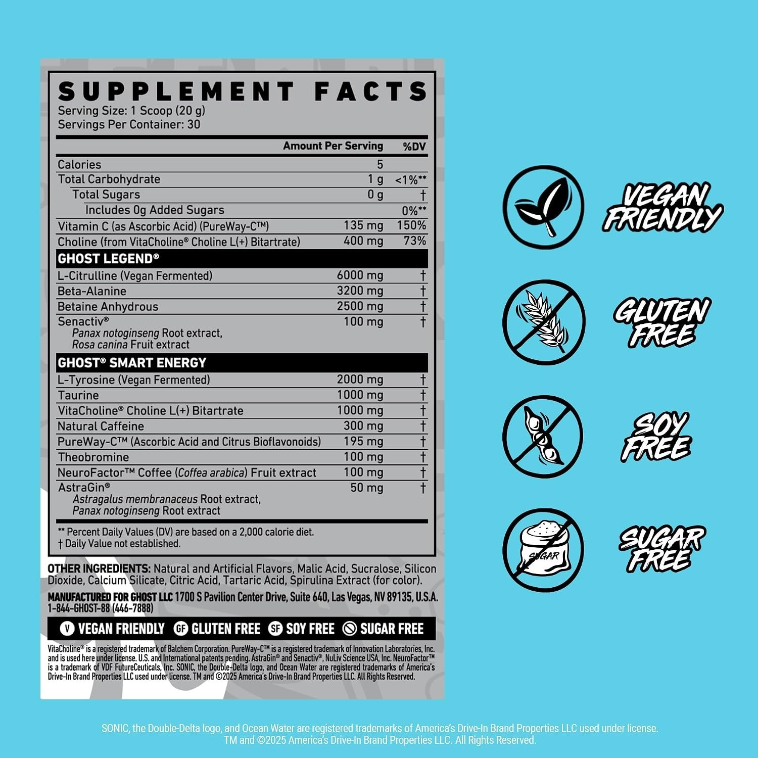 Legend Pre-Workout Powder, Sonic Ocean Water, 30 Servings | Pre-Workout with …