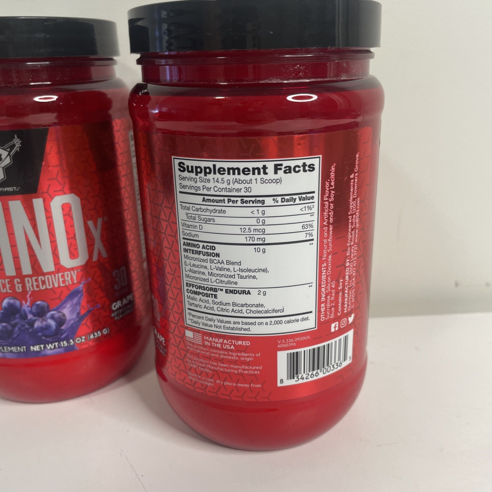 (2) BSN Amino-X Endurance Recovery Agent Grape 15 3 oz 435 g GMP Quality