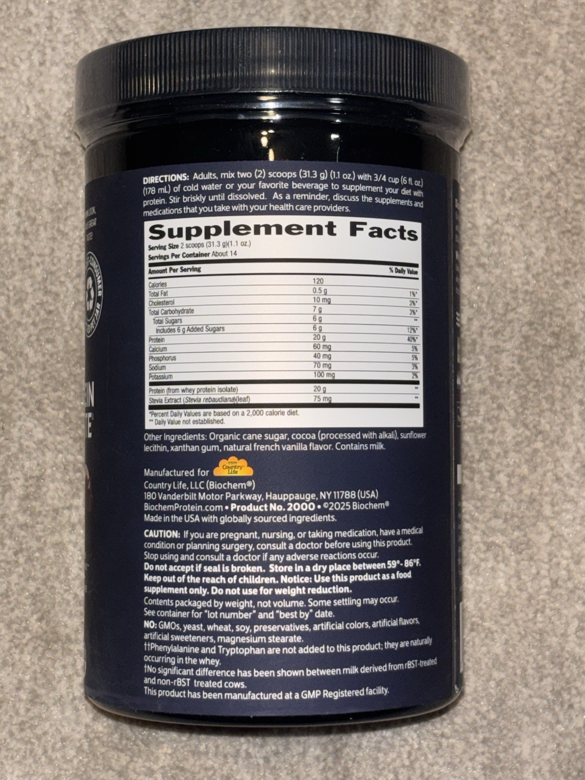 Biochem 100% Whey Isolate Protein – Sugar Free Chocolate 14 Servings