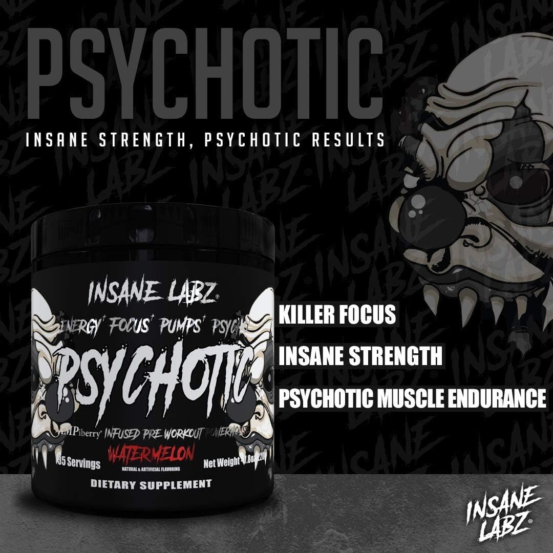 Insane Labz PSY-CHO-TIC BLACK Pre-Workout Energy Focus Pumps 35 Servings New