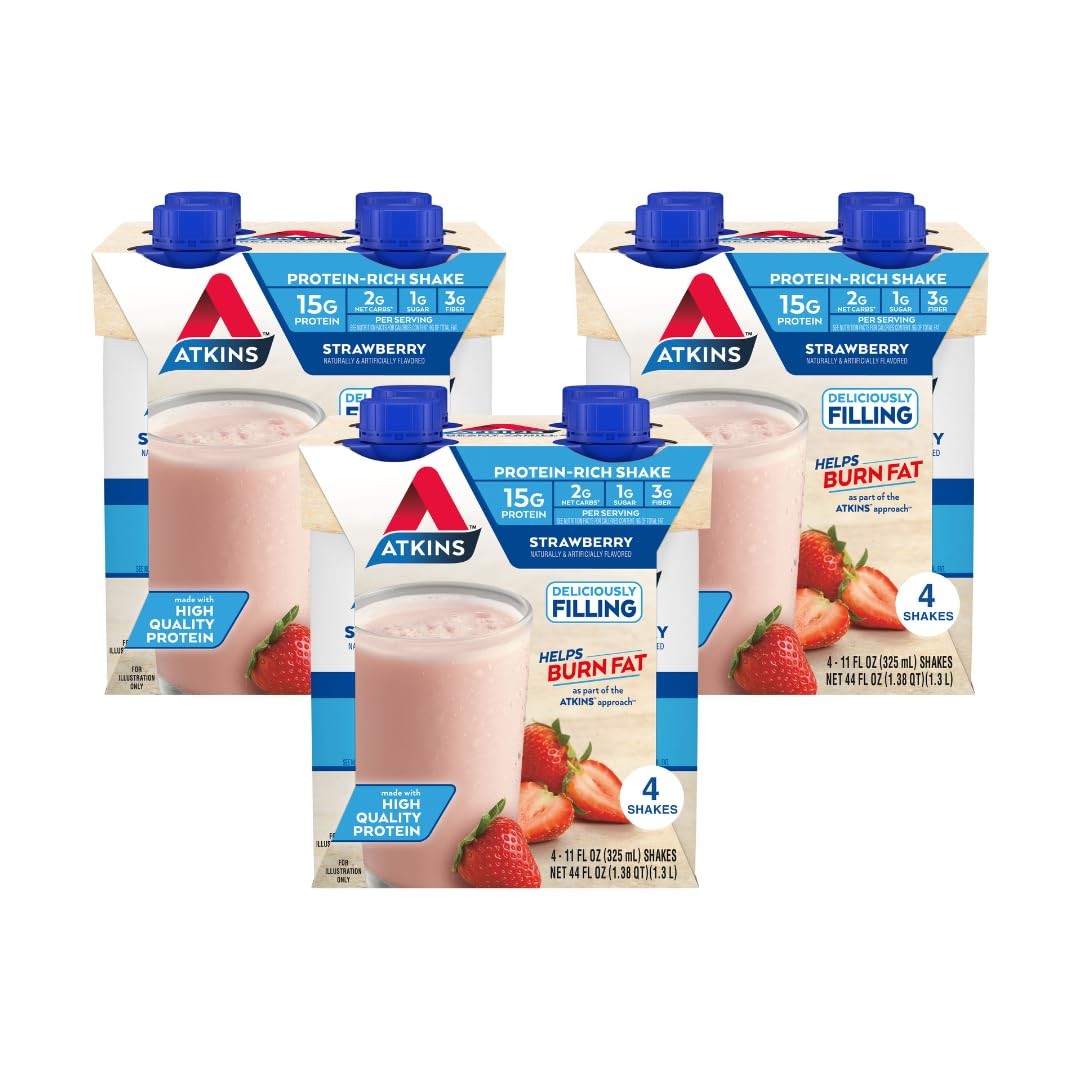 Atkins Chai Tea Latte Protein Shake, 15g Protein, Low Glycemic, 3g Net Carb,…