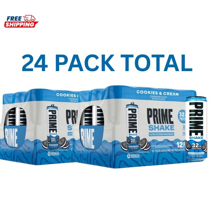 PRIME 32g Protein Shake Cookies & Cream, 11 fl. oz., 24 Pack | Free Shipping