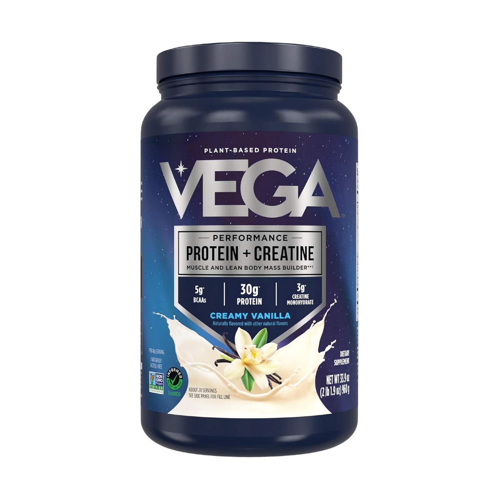 Protein Powder + Creatine Monohydrate, Vanilla, 20 Servings, 33.9Oz