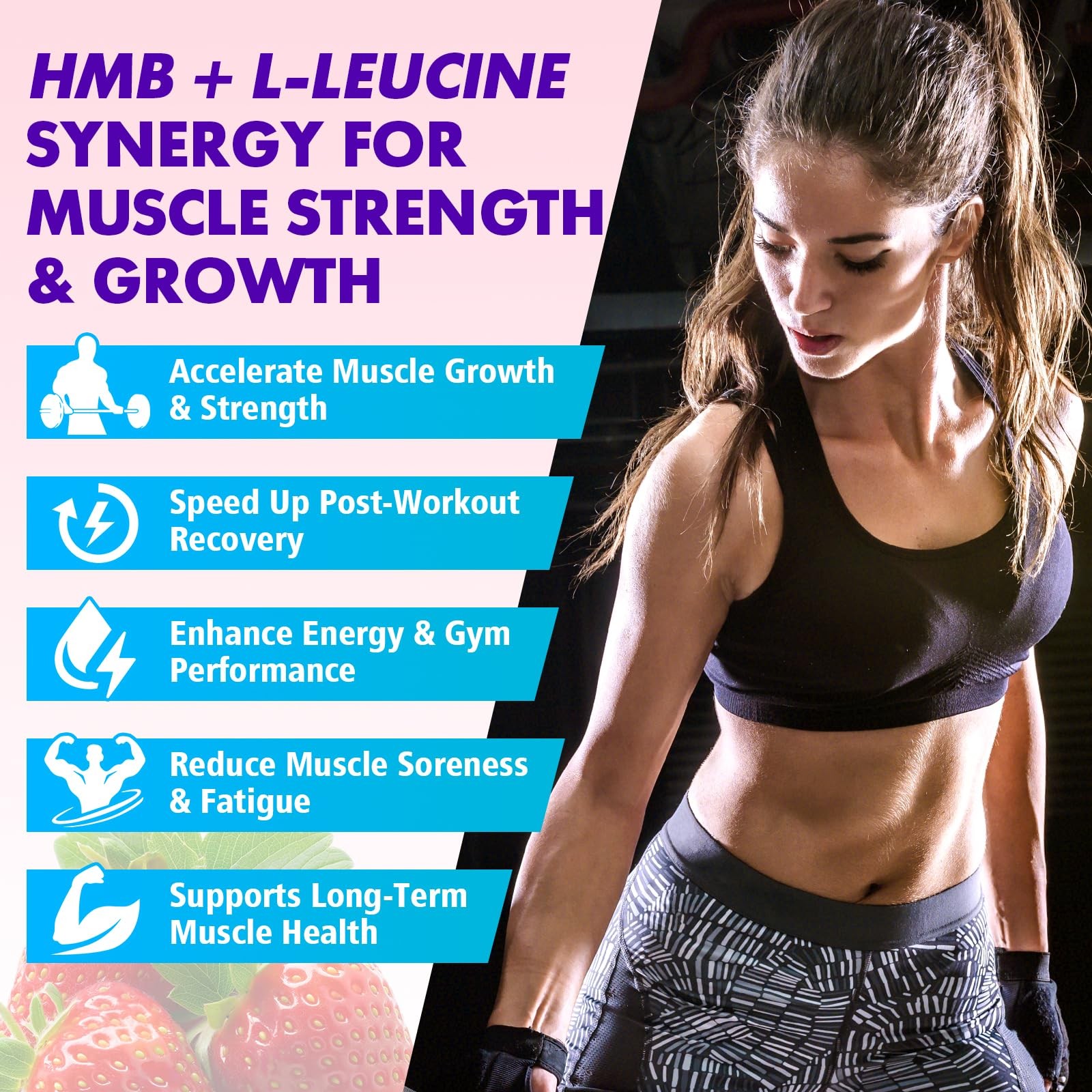 HMB and LLeucine Gummies 3000mg Combined HMB & LLeucine per Serving. for Mus…