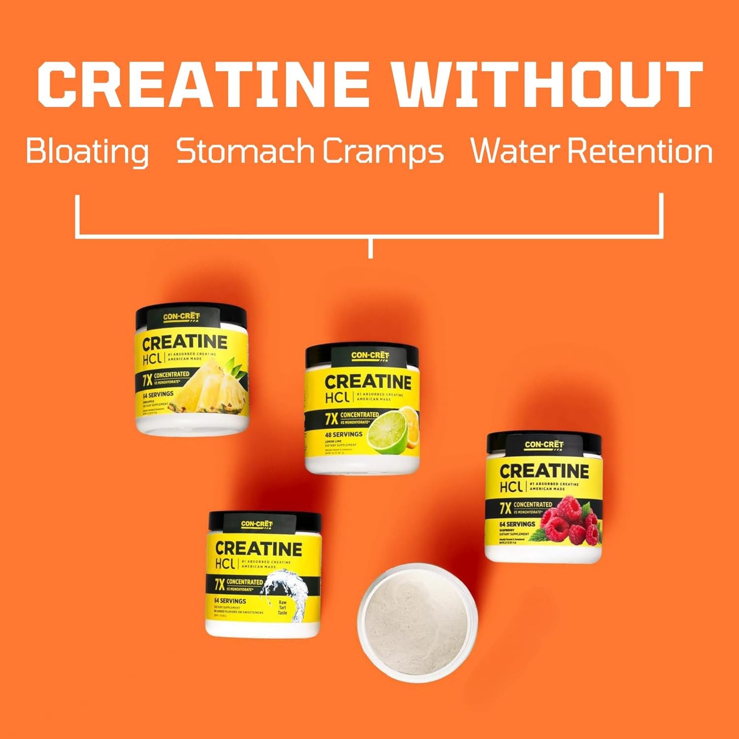 CON-CRET Creatine HCl Powder | Muscle, Cognitive, 64 Servings (Pack of 1)