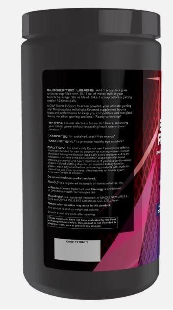E-Sport Reaction Gaming Performance Supplement Chocolate Milkshake
