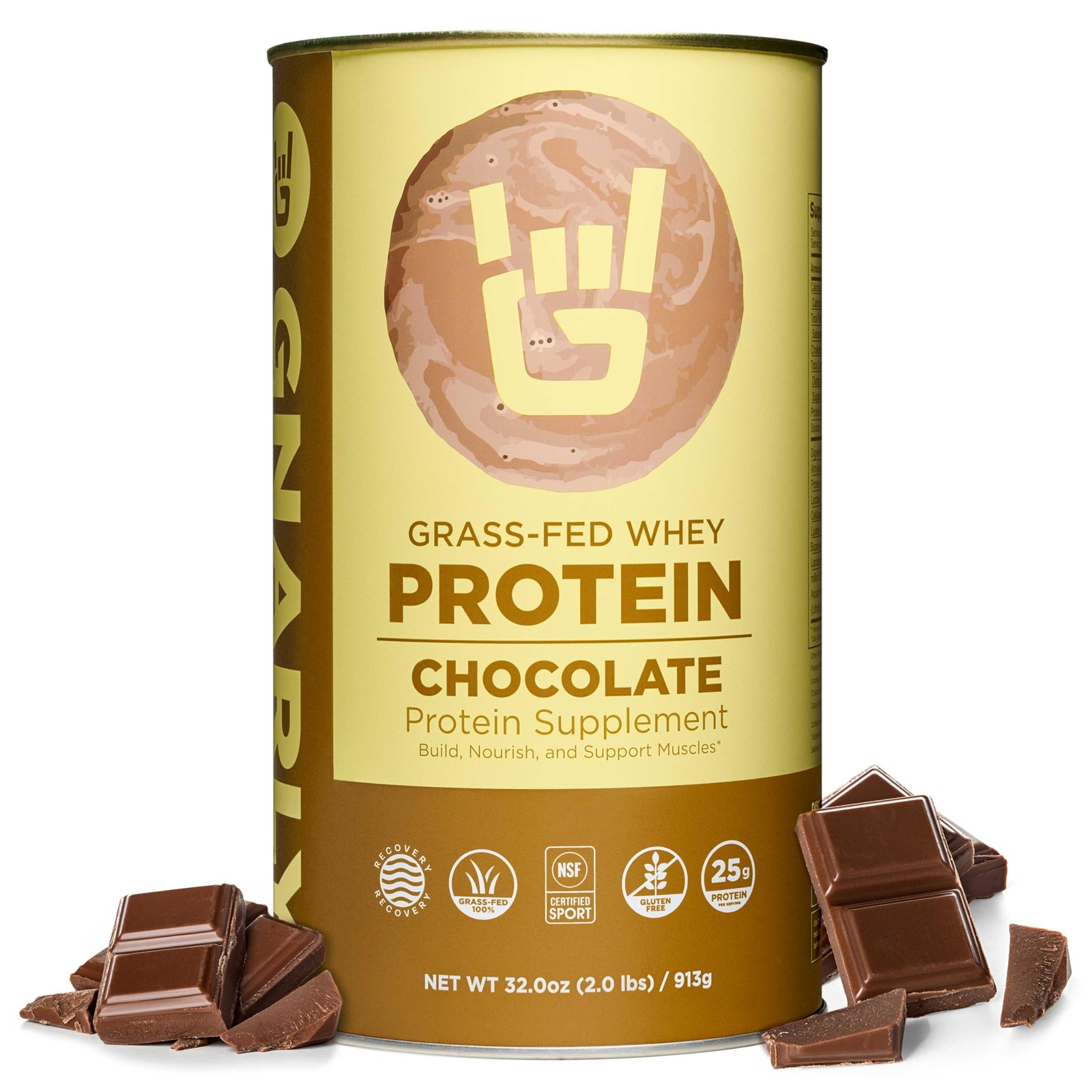 Gnarly Nutrition Chocolate Protein Powder – NSF Sport Certified – 25g Protein…