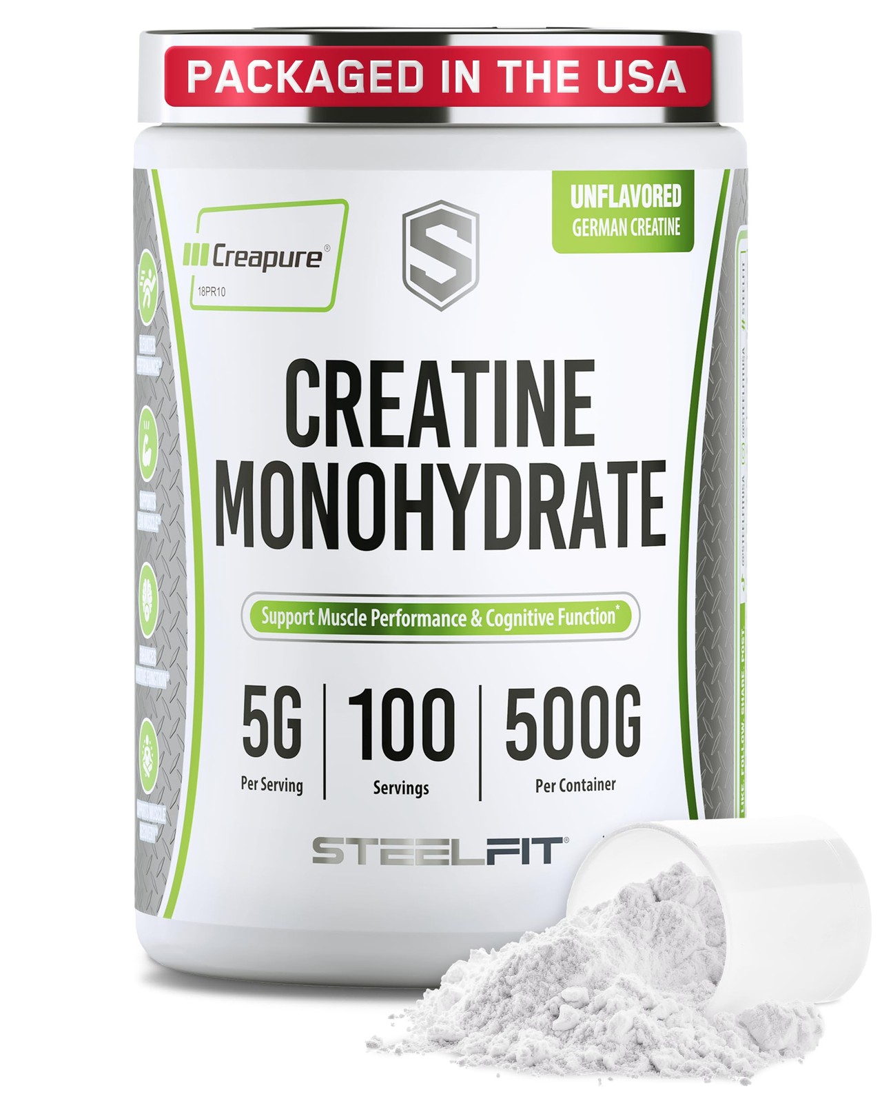 SteelFit Creapure Creatine Monohydrate Powder, 1.1 Pound (Pack of 1)
