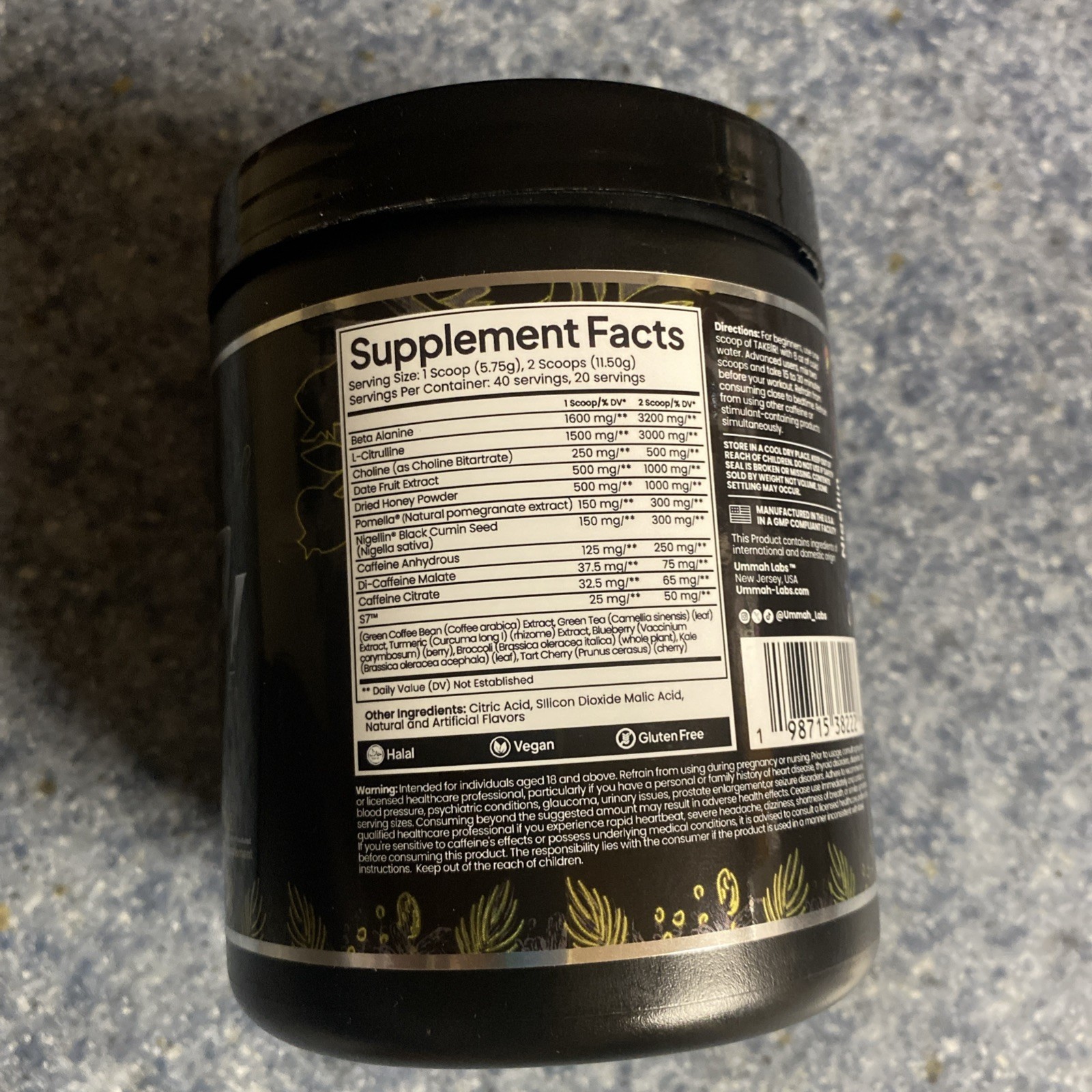 Taknir Pre Workout Dietary Supp. Powered by the Date Fruit Lemon Ice Flavored