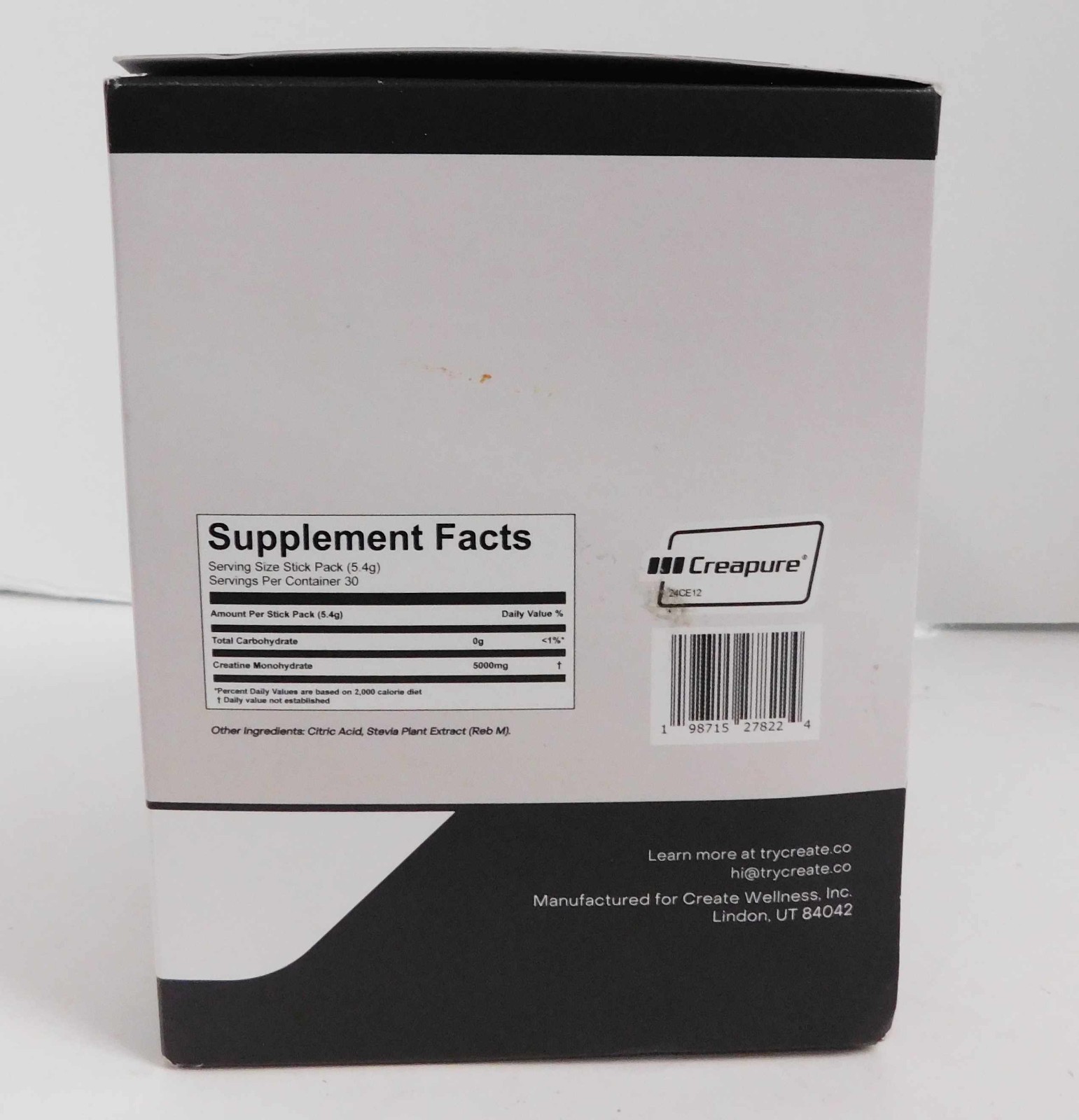 Create Single Serve Creatine Monohydrate Powder – 30 Pack, 5.4g ea. Exp. 08/27