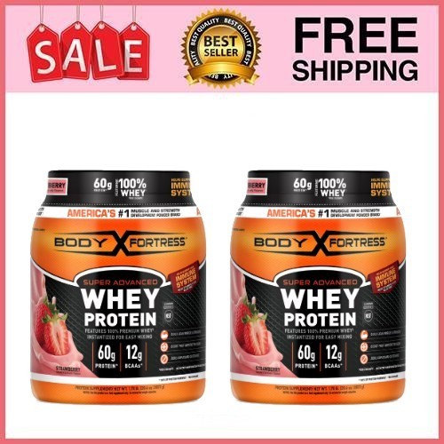 2 Pack Super Advanced 100% Premium Whey Protein Powder, Strawberry, 1.78 lbs Pk