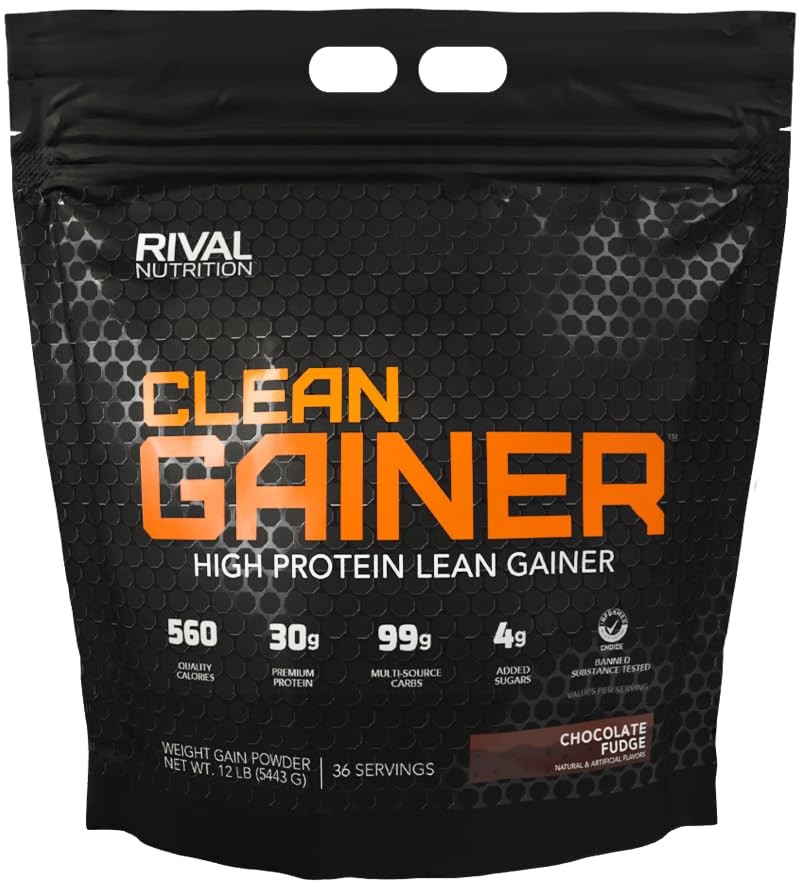 Rival Nutrition Clean Gainer Chocolate Fudge 12 Lb I High Protein Lean Gainer