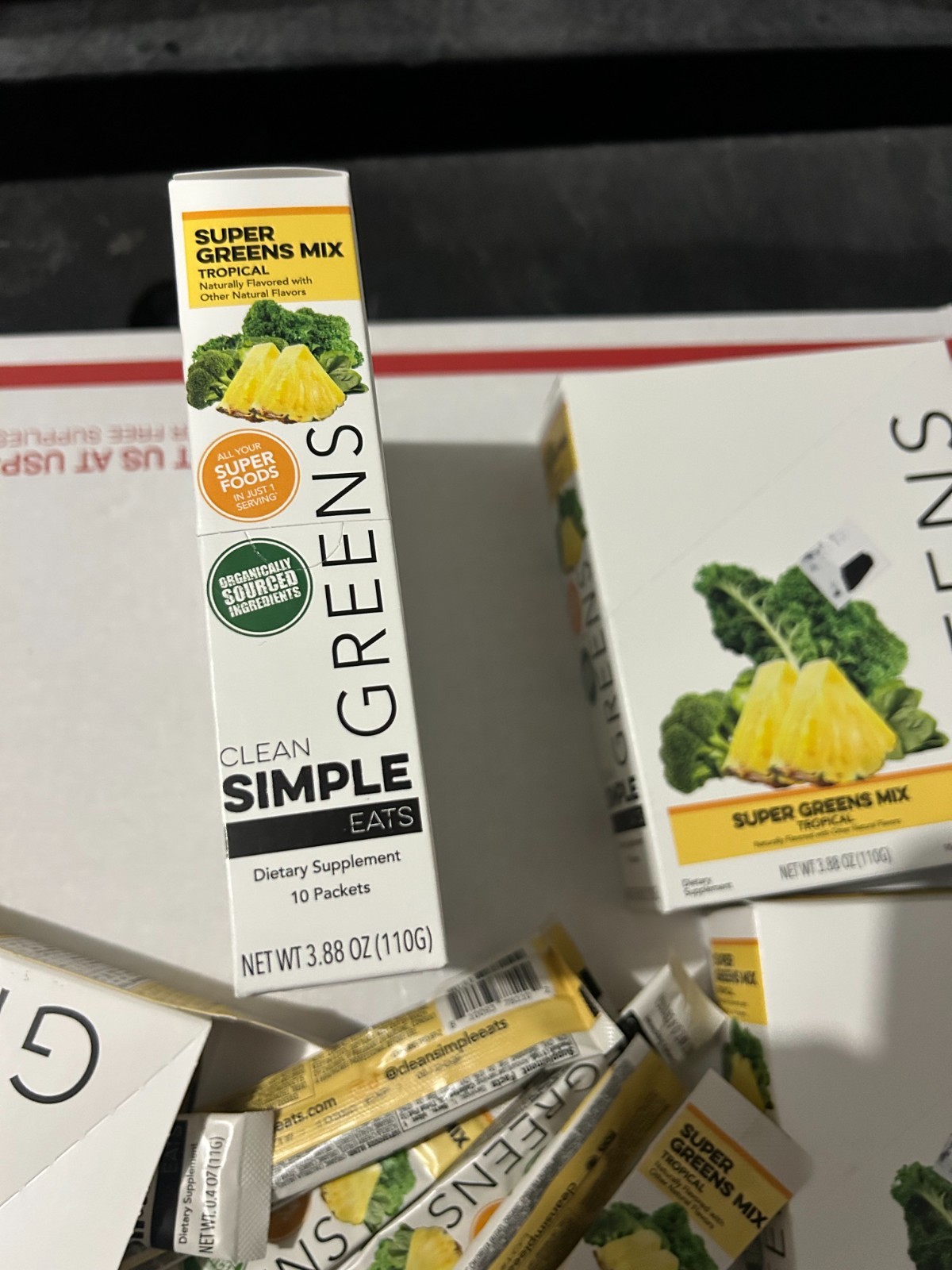 5-BOX LOT (50 PACKETS ) CLEAN SIMPLE EATS Super Greens Powder Tropical Drink