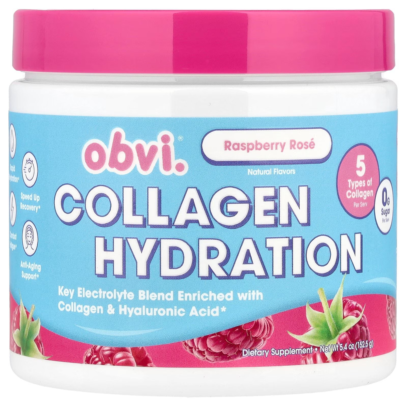 Hydration Powder | Electrolytes with 5 Collagen Types & Hyaluronic Acid | Sugar-