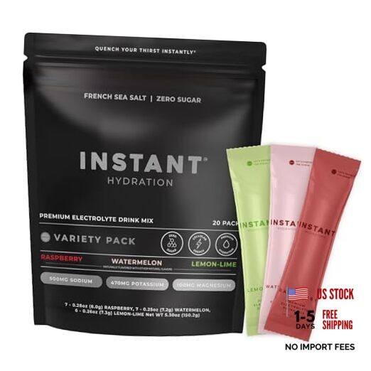 Sugar Free Electrolytes Powder Packets Pack – Watermelon, 20 Count Variety