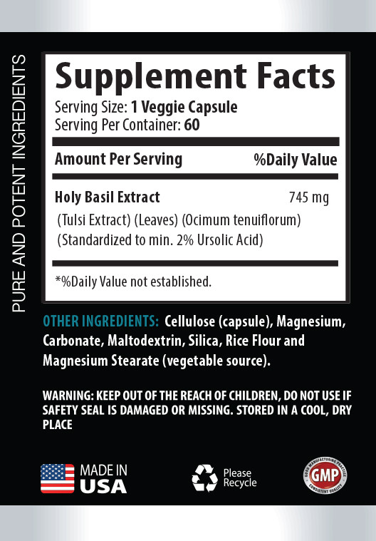 Anti Aging – HOLY BASIL EXTRACT – Antibacterial – fat burner – 2 Bottles