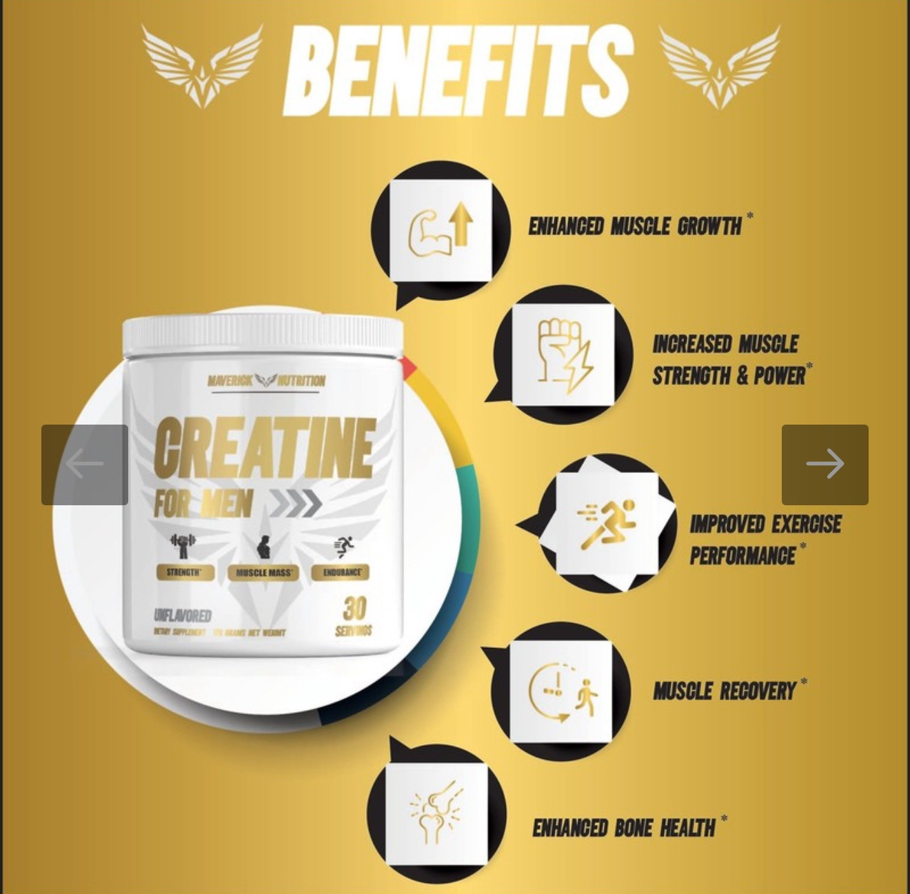 Creatine Monohydrate 5g Men Powder 30 Servings Maverick Nutrition Exp:06/2026