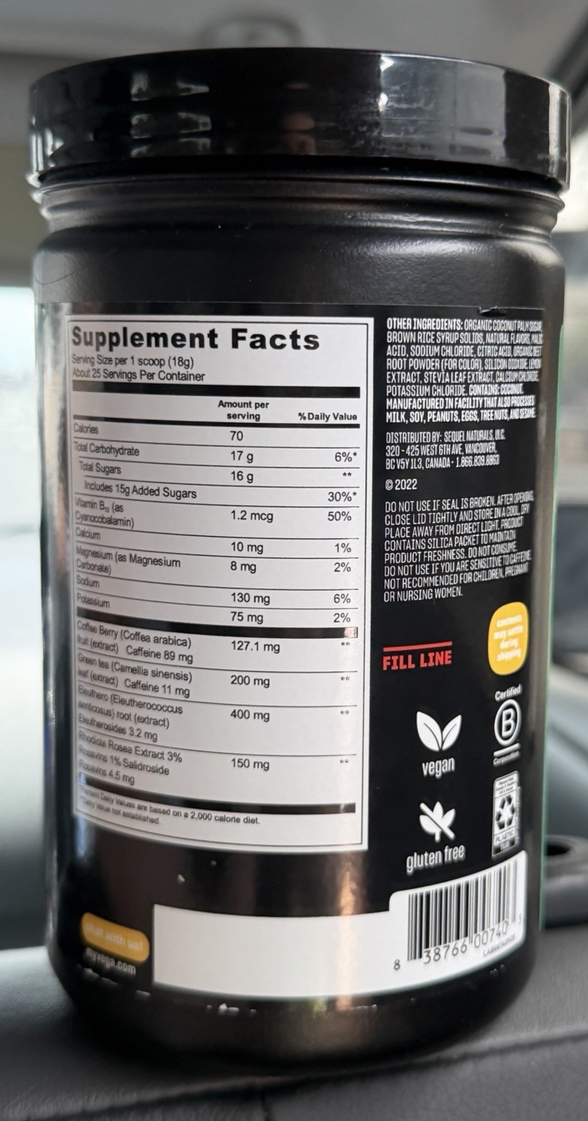 Vega Sport Pre-Workout Powder Strawberr Lemonade 16.1oz Veg Gluten Free exp 2027