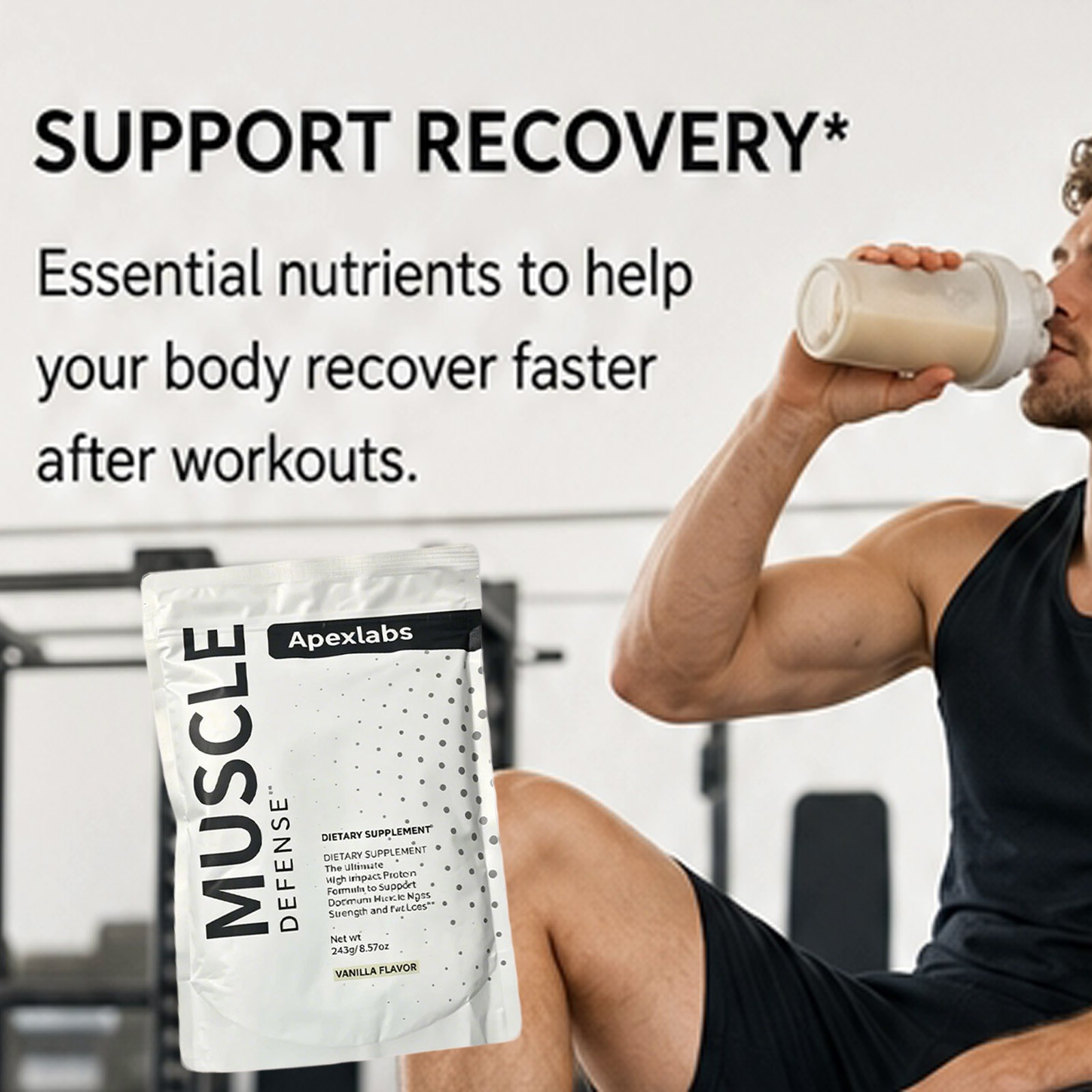 NEW ! Apex Labs Muscle Defense Dietary Supplement, Vanilla – 8.57 oz